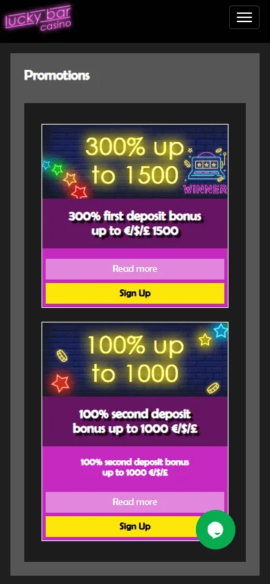 Lucky Bar Casino game selection on a mobile phone